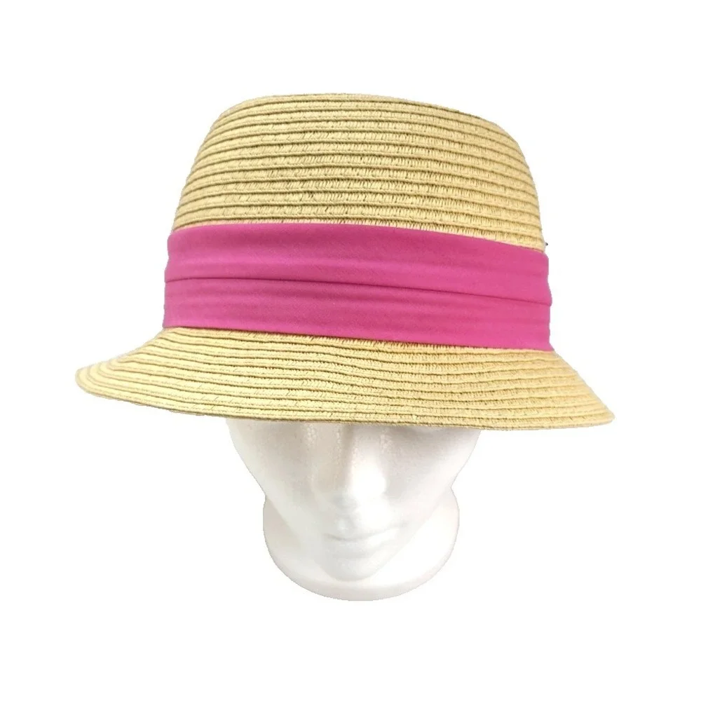 David And‎ Young Women's Straw Panama Pink Band Hat, One Size
